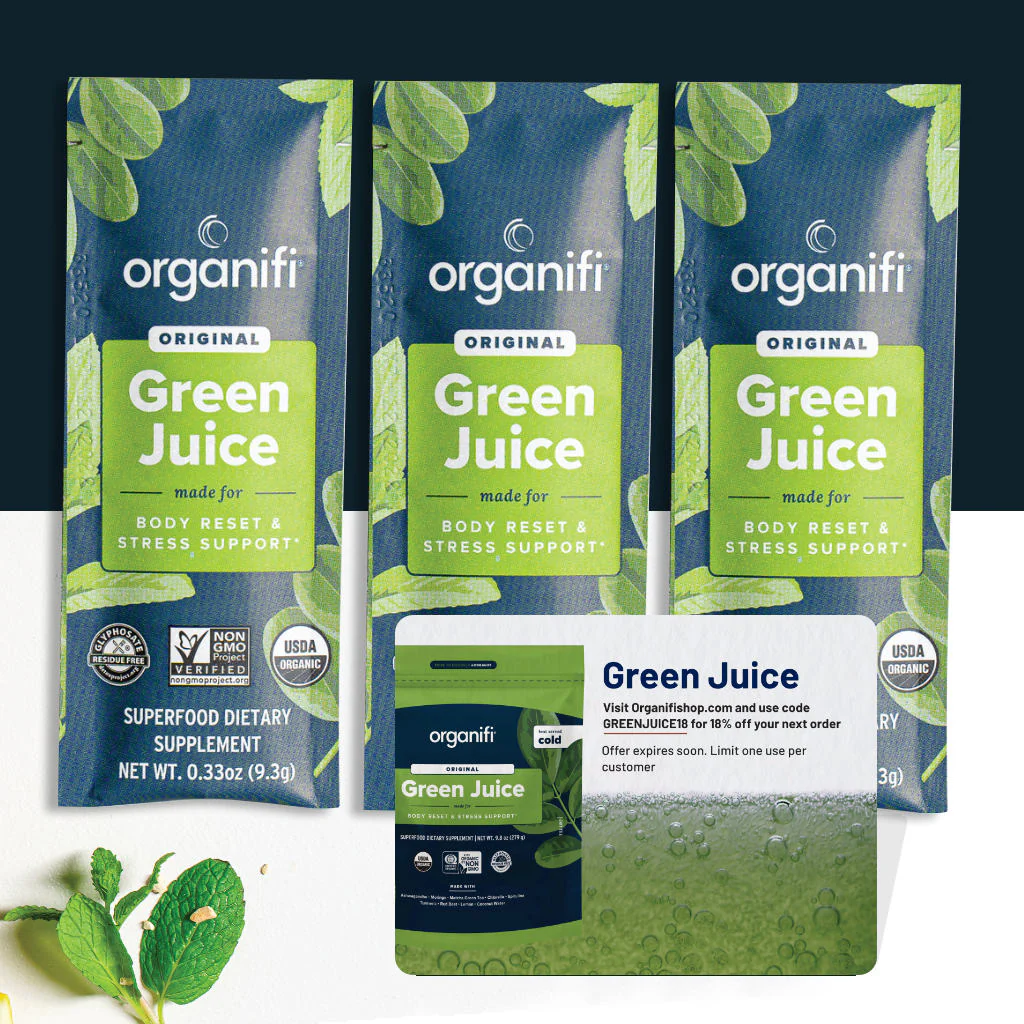 3 Free Green Juice travel packs & coupon card